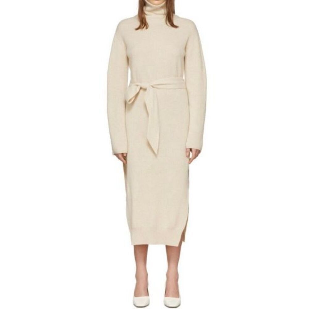NWOT Nanushka Canaan Sweater Off-White Wool Cashmere Blend Knit Mock Neck Dress